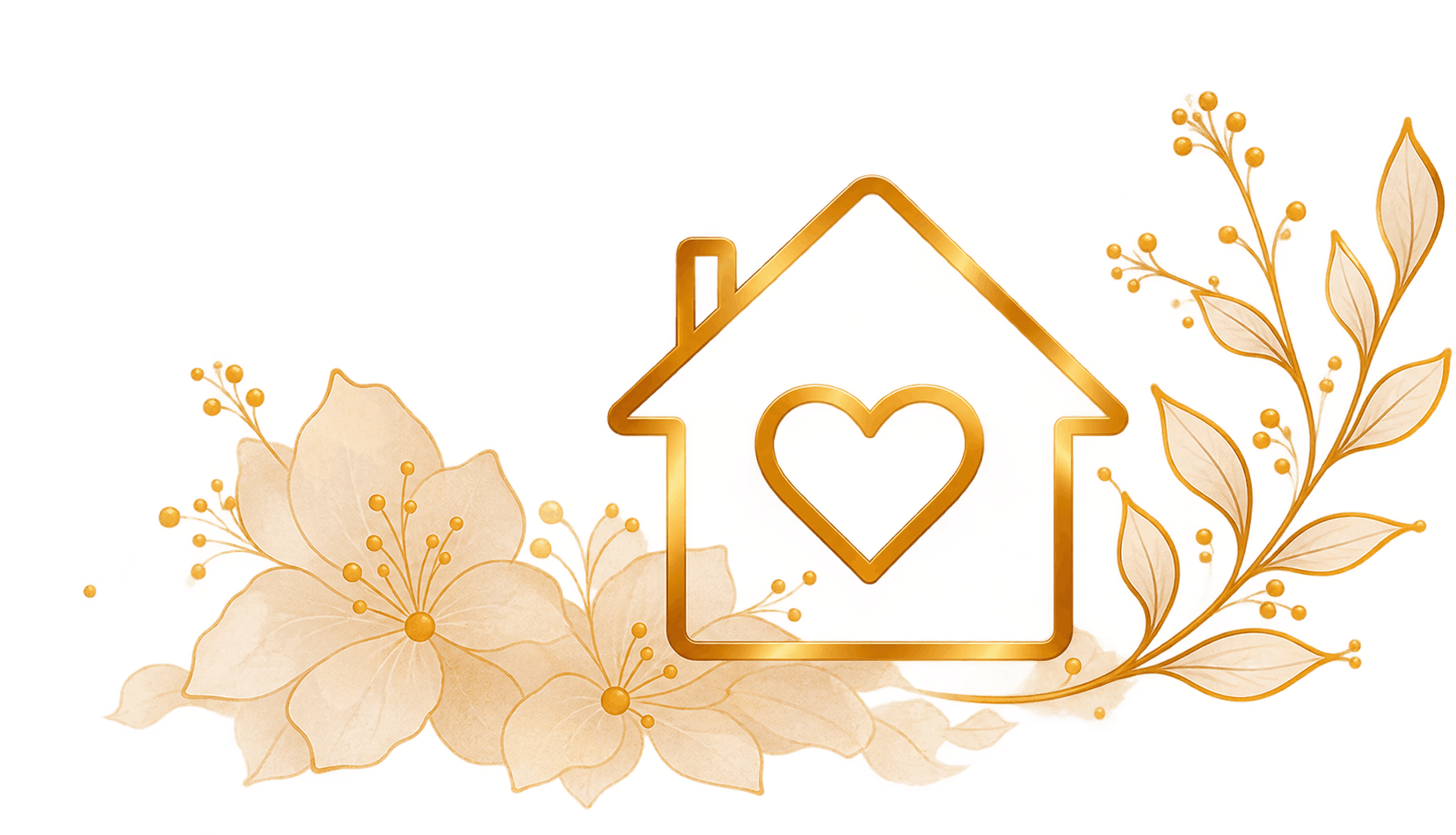 Golden Floral Home Heart Emblem